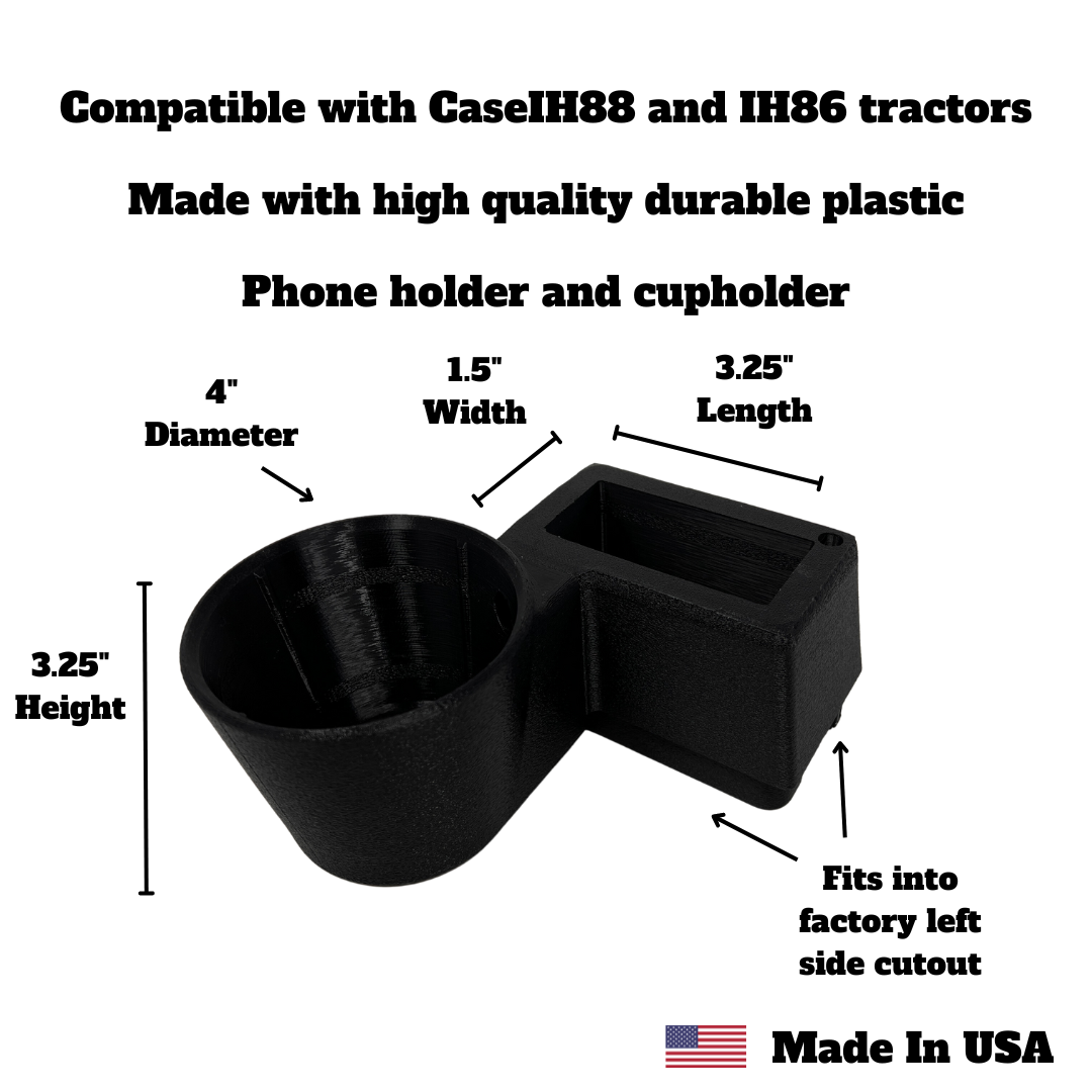 Cupholder & Phone Holder Insert Compatible with CaseIH 88 & 86 Tractors | Fits into Factory Cutout Ashtray | Made in USA