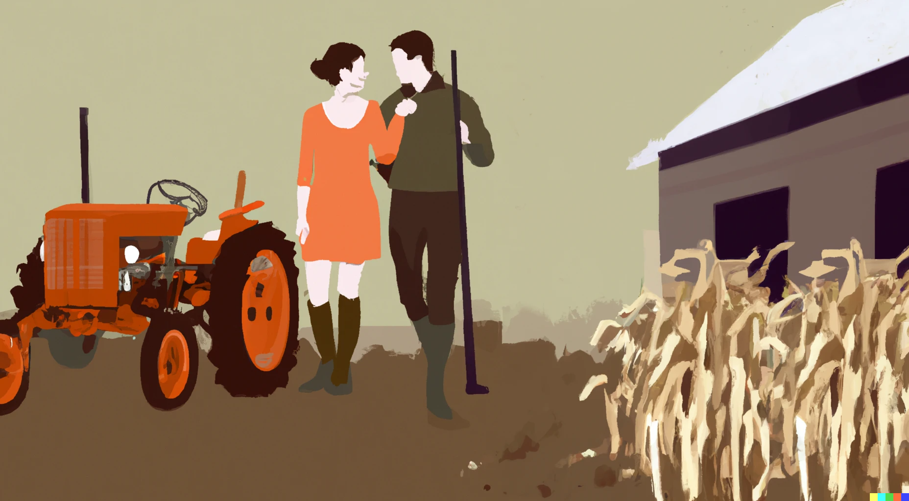 Man and wife farming